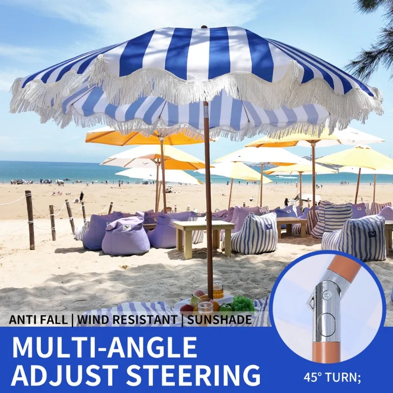 

Stylish Sun Umbrella for Beach Resort with Fringe Design Perfect for Patio and Garden