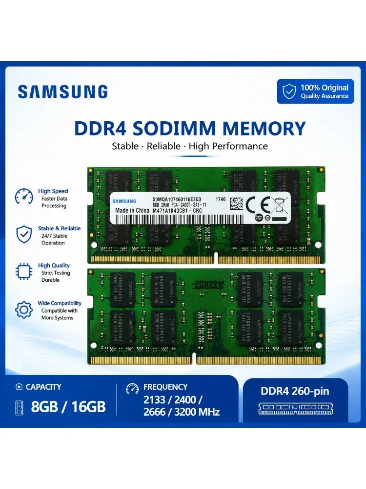 SAMSUNG DDR4 Laptop RAM SO-DIMM Speicher 4GB 8GB 16GB 2133 2400 2666 3200MHz Notebook-Speicher-Upgrade für Laptop-PC-Module