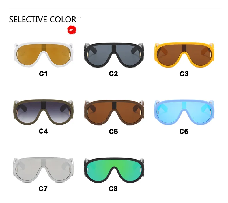 Einteilige Punk Sonnenbrille Frauen Männer übergroße futuristische große Rahmen Brille Sonnenbrille Hip Hop Spiegel Pilot Schild Brille – Detail 4