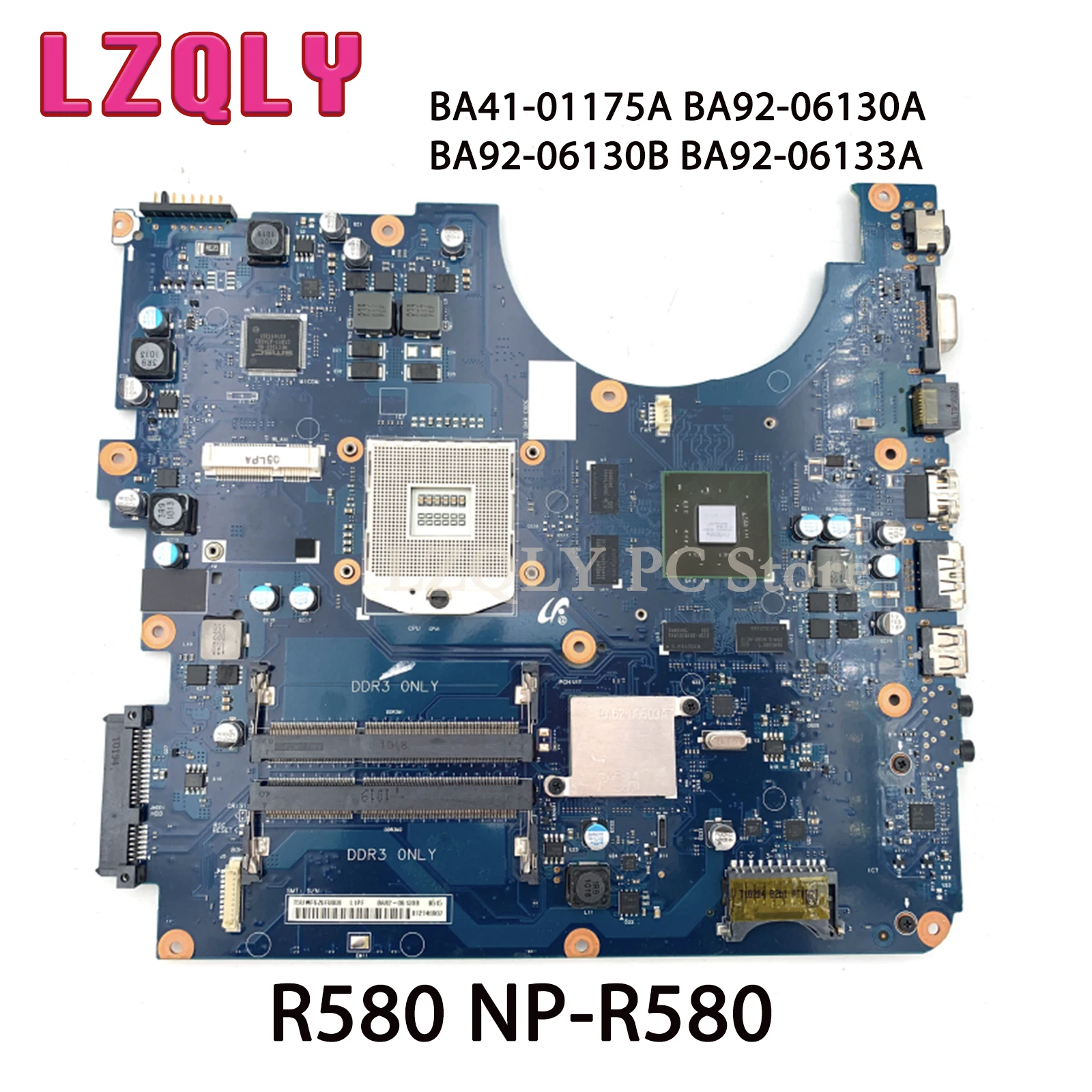 LZQLY For Samsung R580 NP-R580 BA41-01175A BA92-06130A BA92-06130B BA92-06133A Laptop Motherboard HM55 GT330M Free CPU