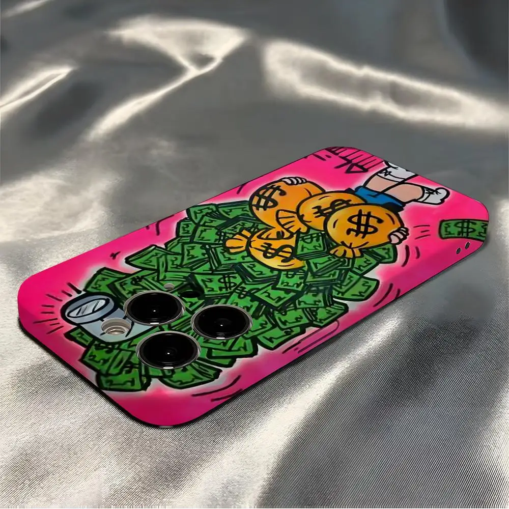 الاتجاه الكرتون الدولار أليك احتكار جراب هاتف آيفون 16 برو ماكس 15 برو 13 14 12 11 8 7 زائد X XR XS ماكس غطاء شامل