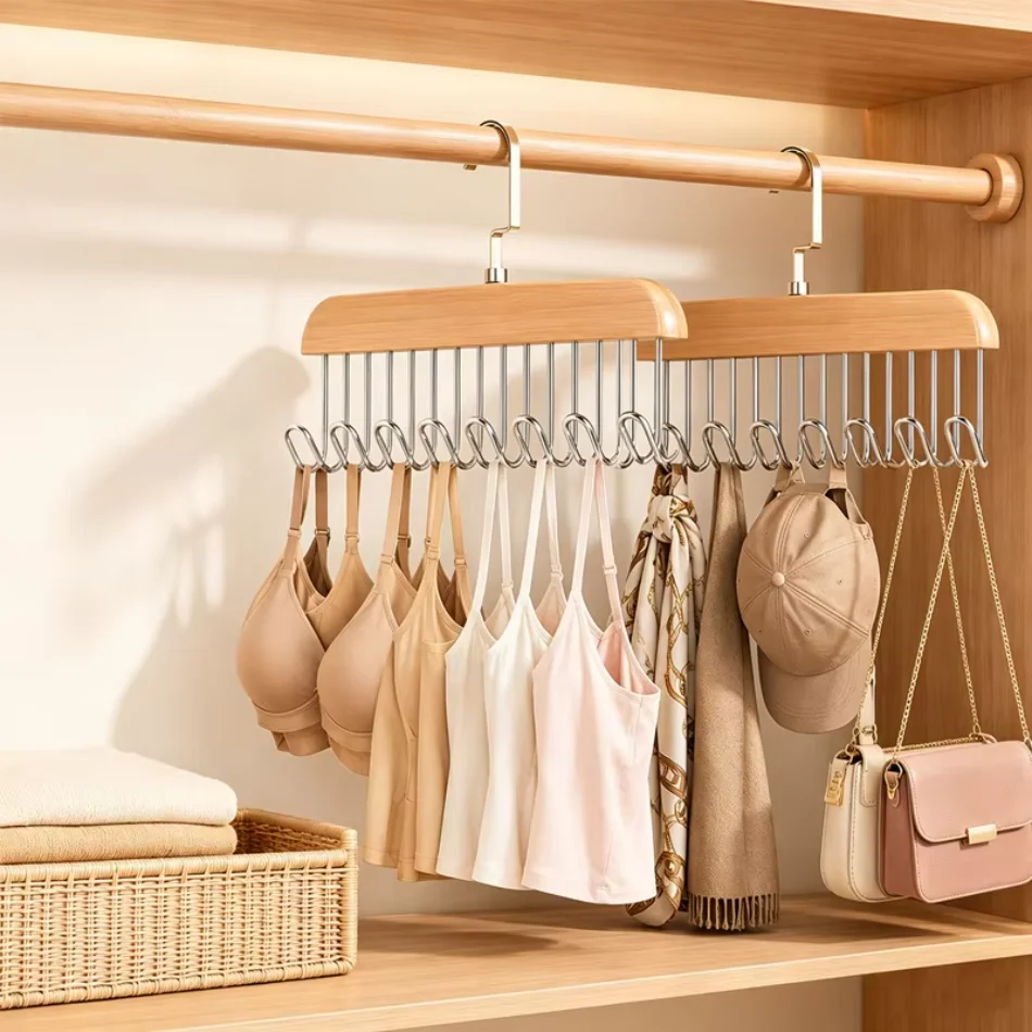 Men'S Accessories Organizer For Wardrobe - Houten stropdashangers, riemrek, opberghangers voor dames,