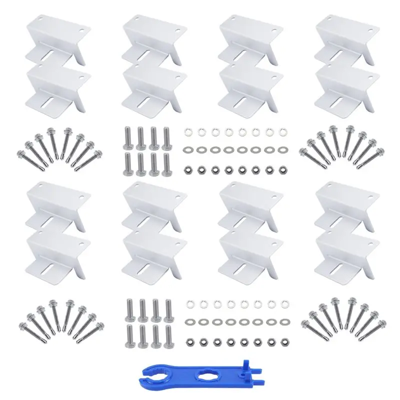 ABJI-RV Yacht Solar Panel Mounting Z Bracket 16 Units Z-Shaped Bracket For Photovoltaic Panels For RV Roof Boat Off Grid