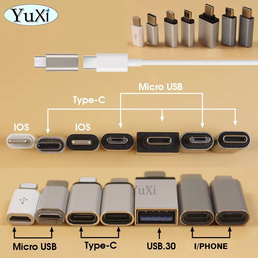 1 Piece USB Adapter Converter Type-C Micro IPHONE USB3.0 Phone Charging Data Transfer Adaptor For Xiaomi Huawei Samsung