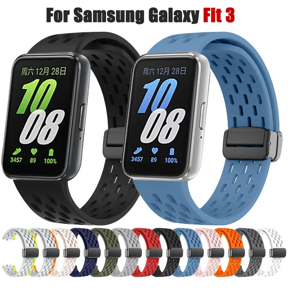 Cinturino sportivo in silicone per Samsung Galaxy Fit 3 Bracciale con fibbia magnetica per accessori per cinturino per smartwatch Galaxy Fit3