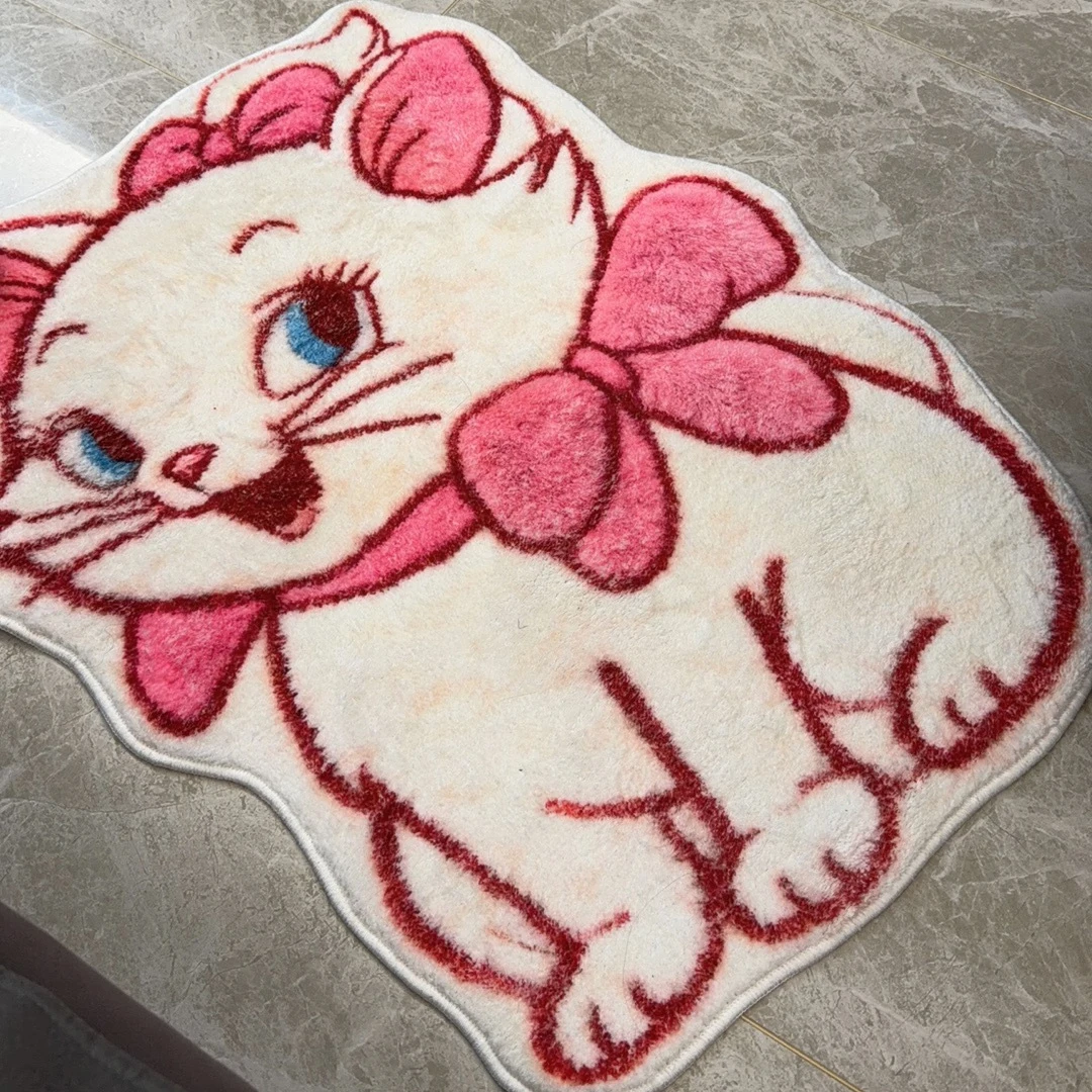 Marie Cat Rug Cartoon Cute Marie Cat Plush Rug for Girls Women Bedroom Bathroom Toilet Kitchen Doormat Home Decor
