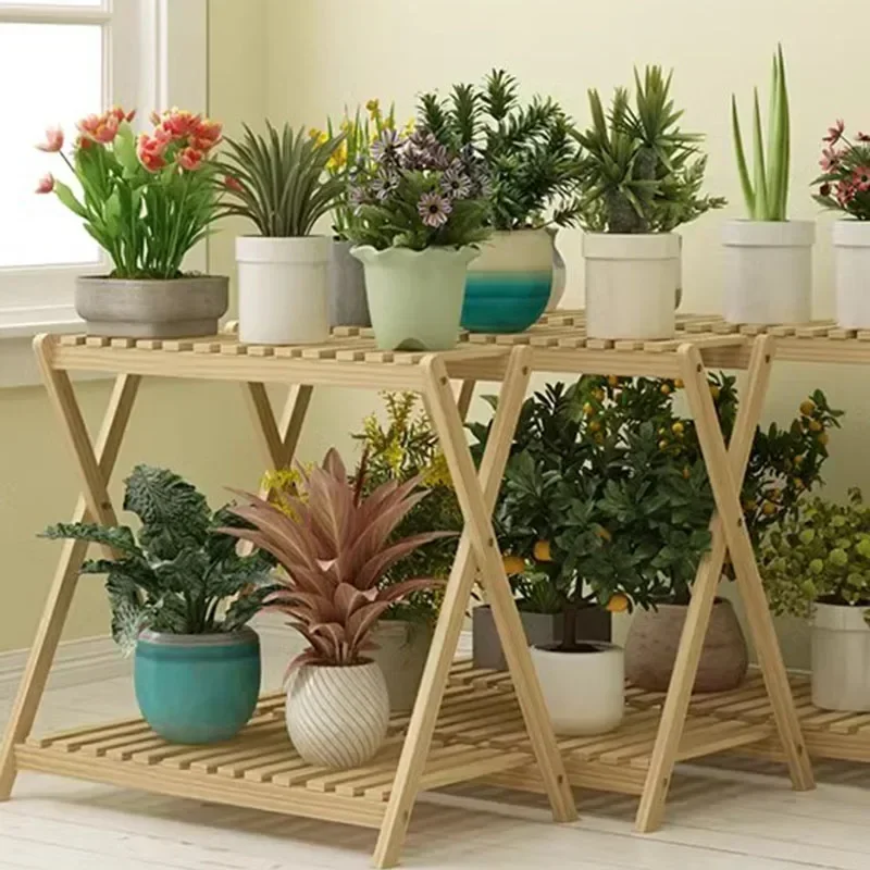 Soporte de planta de ventana de lujo Para interiores, estantería de flores Para fiestas, muebles de balcón, color marrón, ajustable