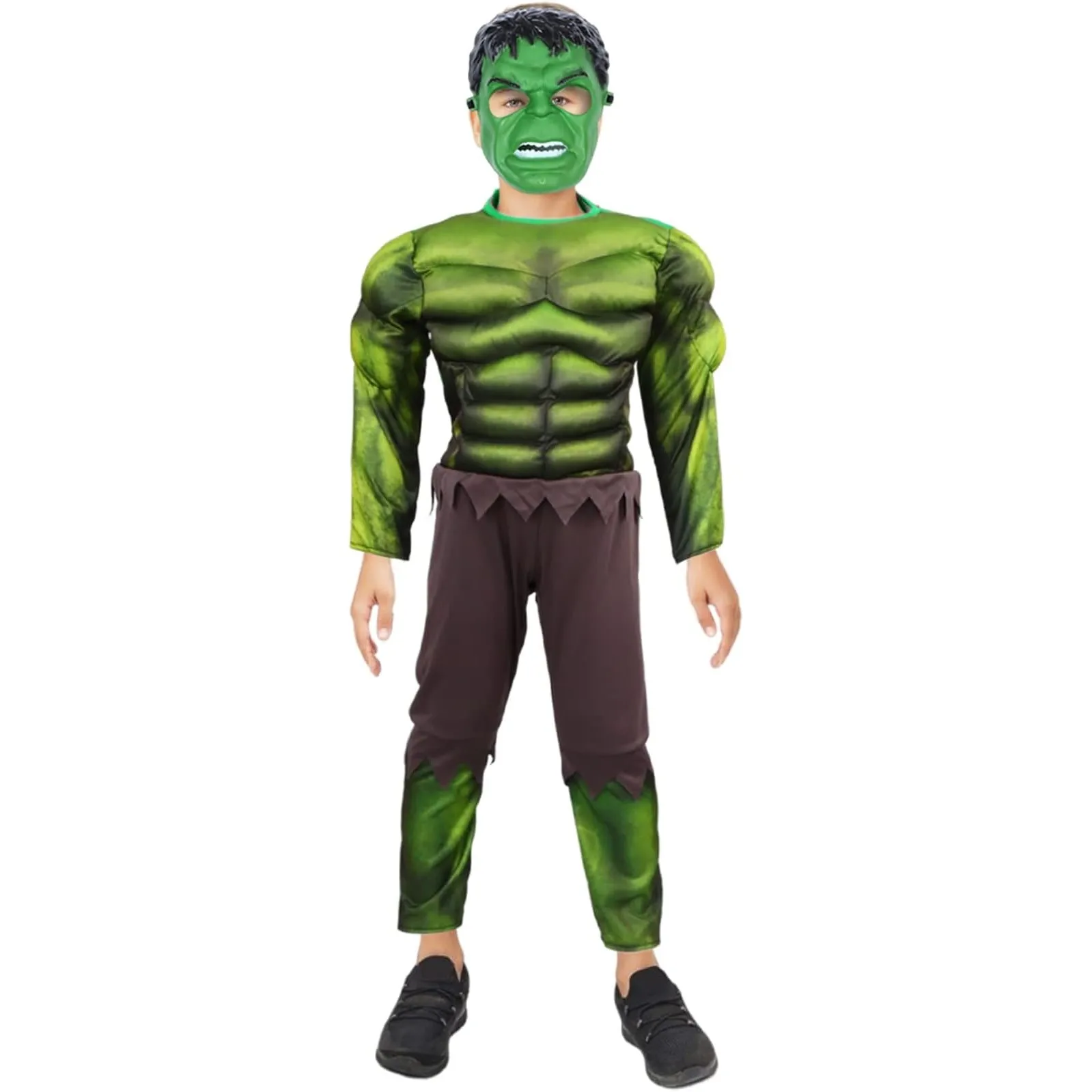 Kinder Hulk Kostüm Erwachsenen Hulk Muskel Cosplay Outfit mit Maske für Jungen Halloween Karneval Party Cosplay Overall