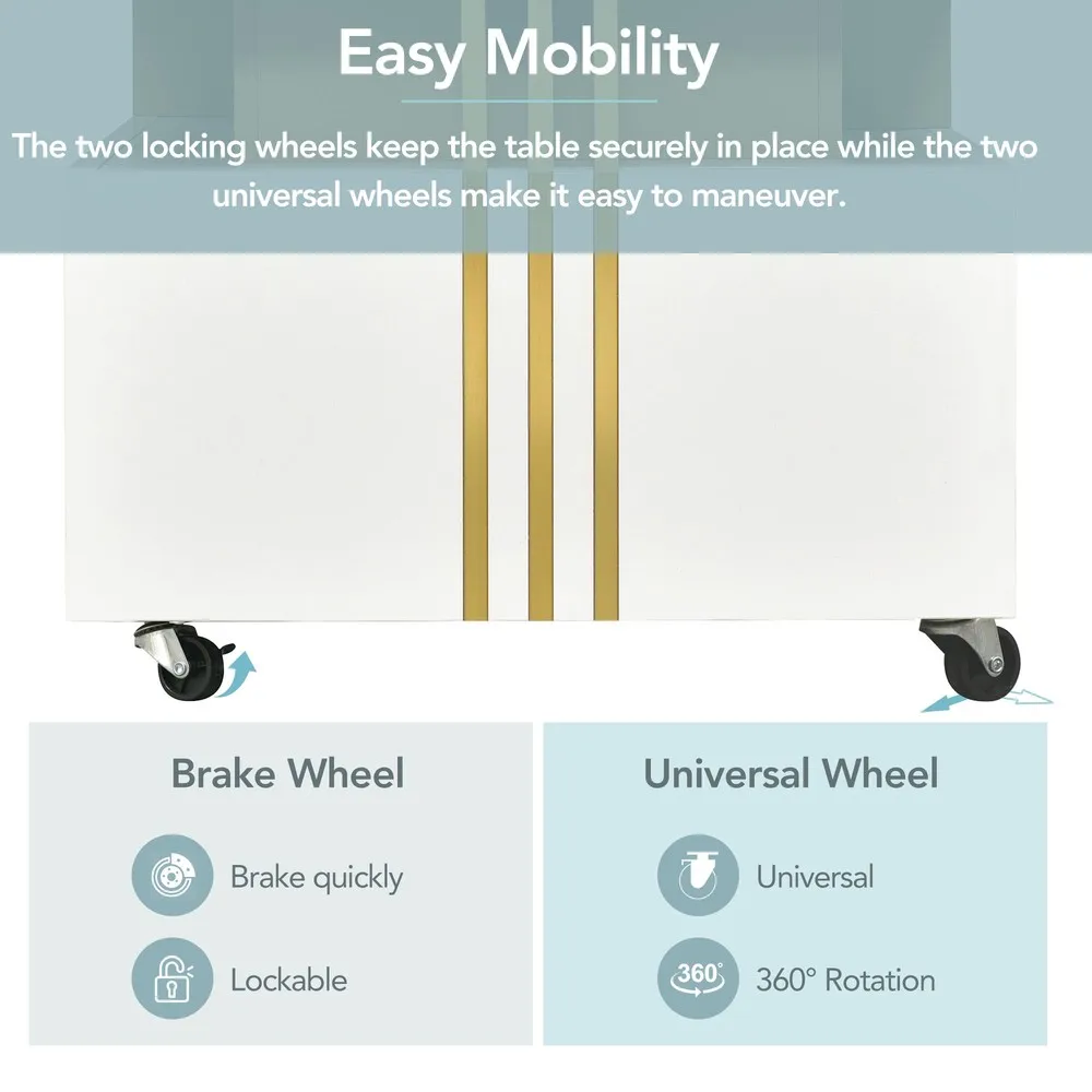 인조 대리석 상판이 있는 커피 테이블, 서랍과 바퀴가 있는 직사각형 중앙 테이블