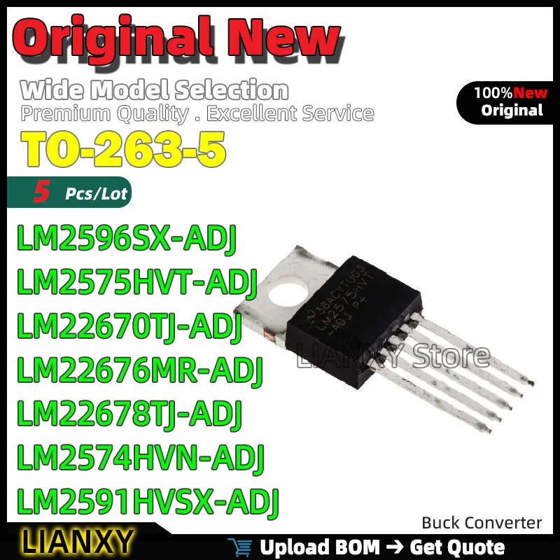 

5шт TO-263-5 LM2596SX-ADJ LM2575HVT-ADJ LM22670TJ-ADJ LM22676MR-ADJ LM22678TJ-ADJ LM2574HVN-ADJ LM2591HVSX-ADJ Новый оригинал