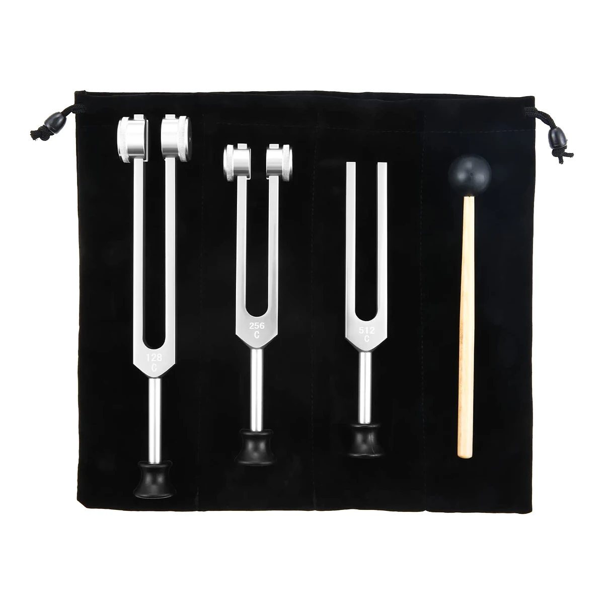 

A04I 3Pack Tuning Fork Set(128Hz, 256Hz, 512Hz) Tuning Fork Kit for Healing, Chakra, Sound Therapy, Slider Fork(Silver)