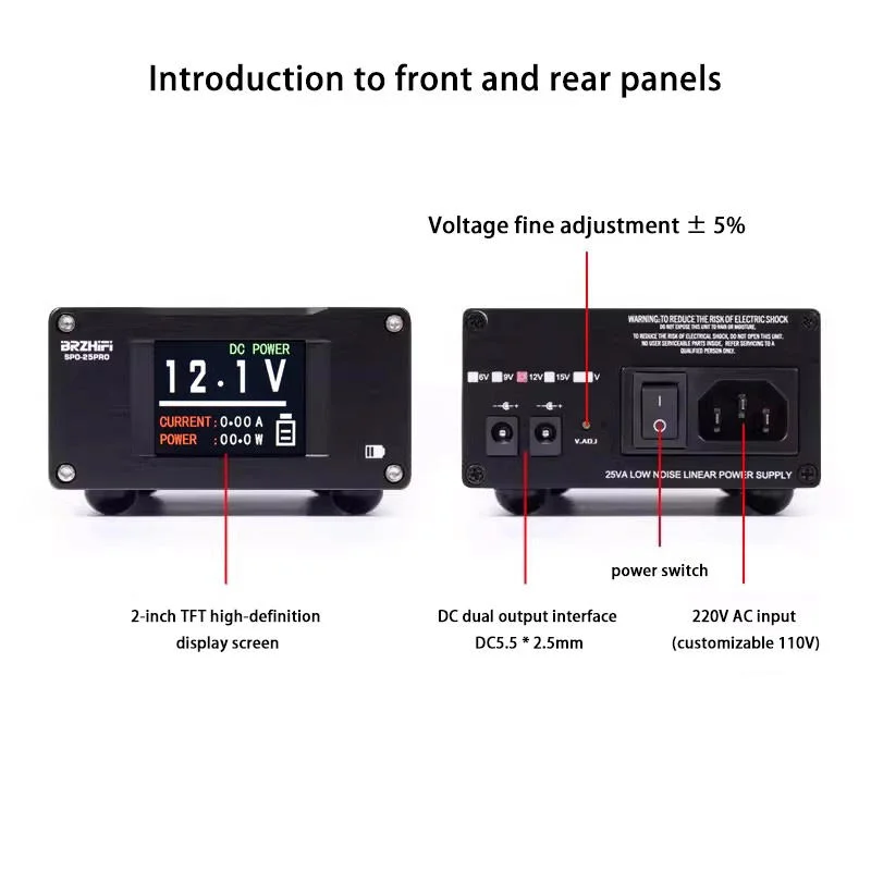 BRZHIFI Linear Stabilized Power Supply 25W 50W Low Noise SPD-25PRO Linear Regulated DC For Audio 5V 12V 15V Receivers Amplifiers