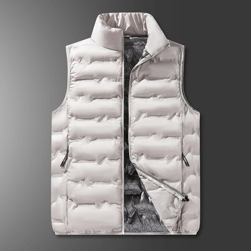 

Легкие теплые жилеты для мужчин, осенне-зимний хлопковый жилет с воротником-стойкой, однотонный ветрозащитный повседневный жилет без рукавов