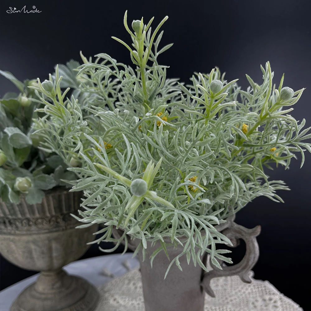 SunMade Ins Lover Chrysanthemum Leaf Fake Plants Home Decoration Antler Leaves Flower Arrangement DIY Plantas Artificiales
