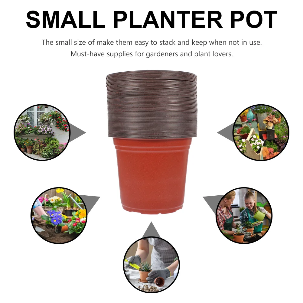 

50pcs Flower Nursery Pot Plastic Garden Planter Durable Lightweight Transplanting Pot With Drainage Holes Greenhouse Grow