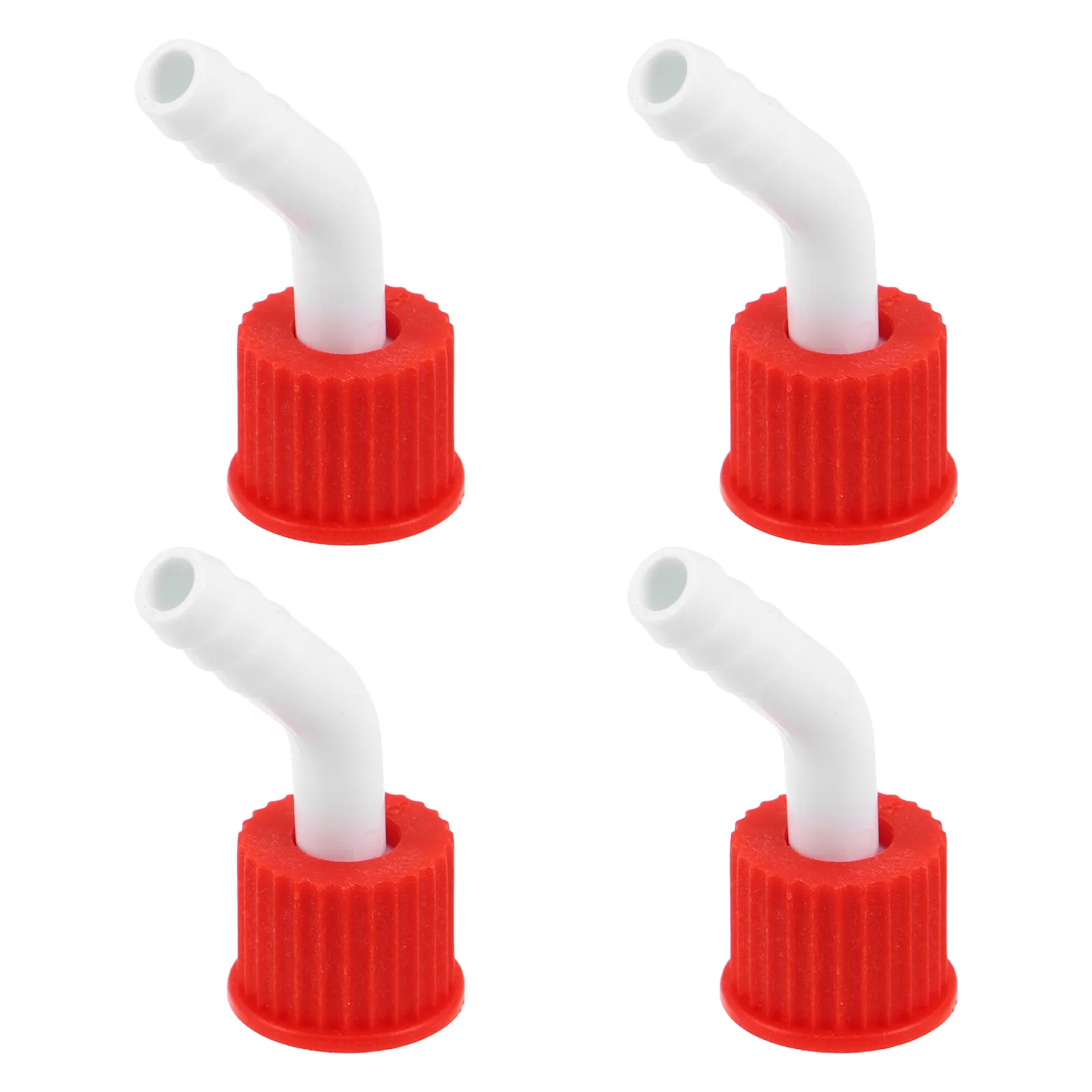 4Pcs Laboratory Adapter Gl18 10Mm Screw Cap Leakproof Reagent Bottle Lid with Curved Spout for Sample Dispensing Plastic