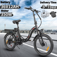 SAMEBKE Electric Bike 350W Brushless Motor 36V12AH Lithium Battery Aluminum Alloy Folding E-bike 20-inch Tire Electric Bicycle