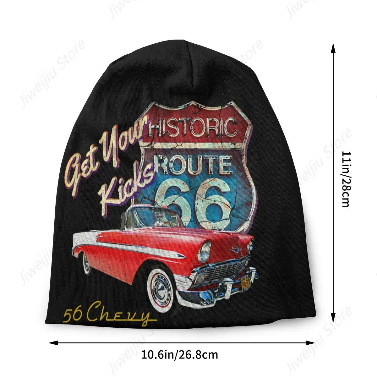 1956 Chevy Bel Air Car Street Hot Rod Antique Bonnet Homme Thin Skullies Beanies Route 66 Caps For Men Women Novelty Hats