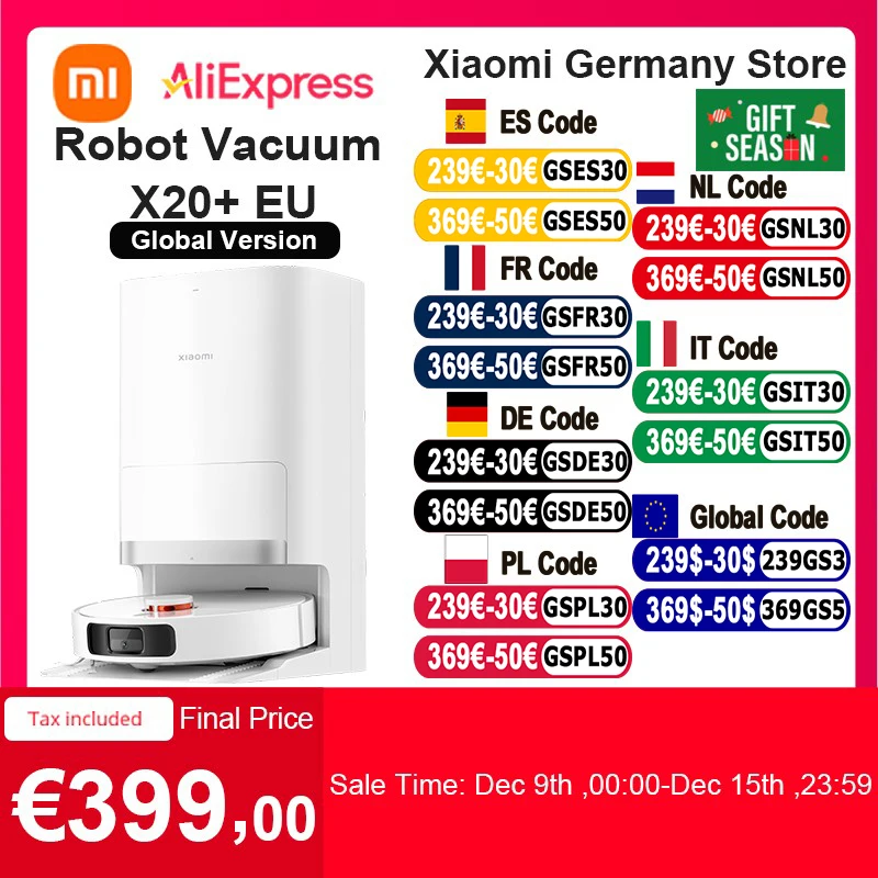 Xiaomi-aspirateur robot X20 +, commande vocale, collecte automatique de la poussière, balayage de toute la maison, livres liquides pour cheveux,