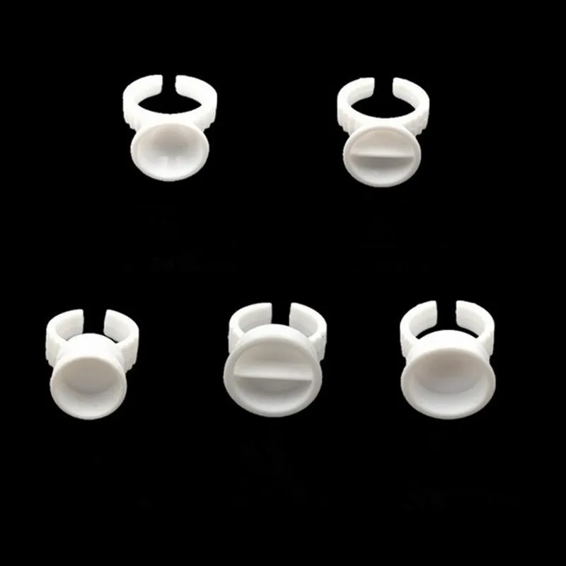 100pcs Disposable White Glue Holder Ring Adhesive Pallet For Eyebrow Tattoo Pigment Eyelash Extension Container Ring Cup