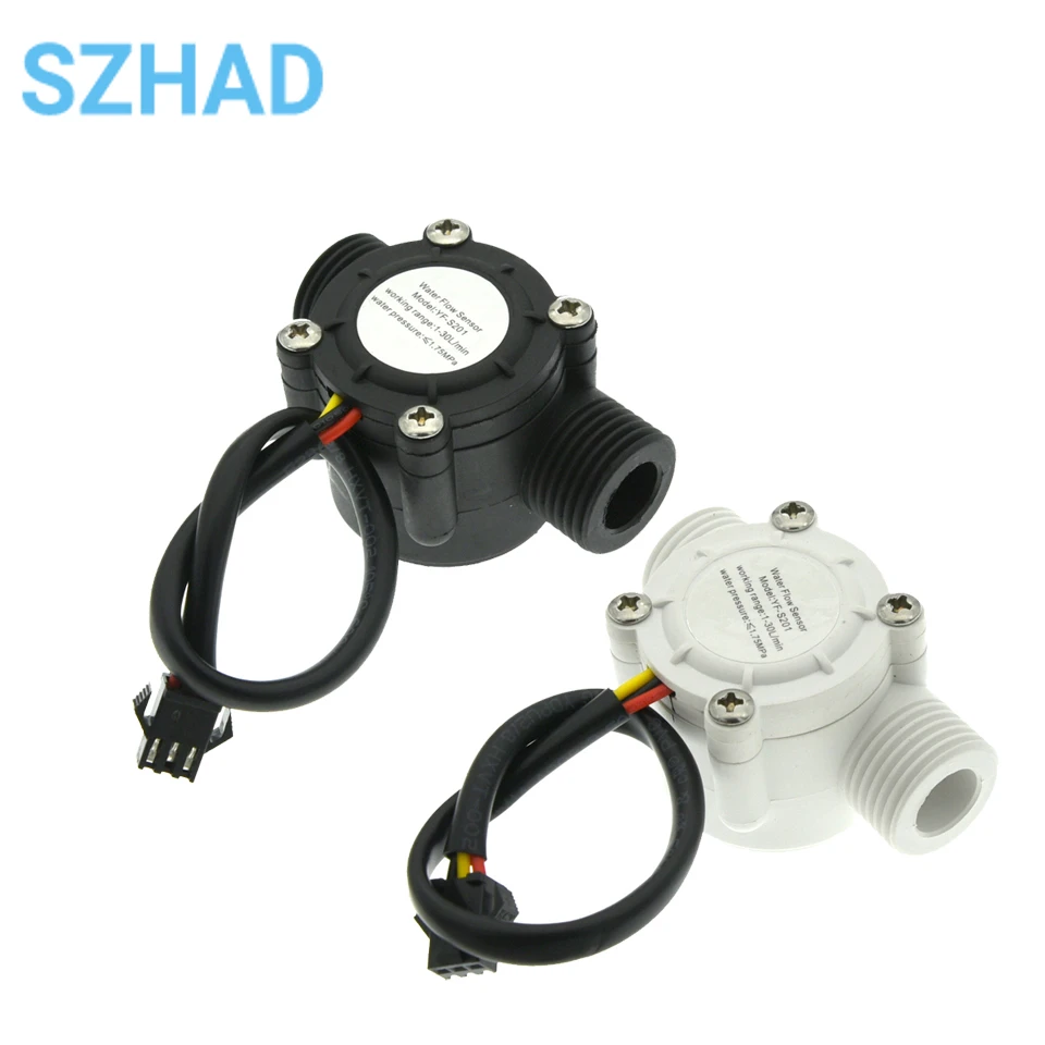 Water Flow Sensor 1-30L/min Hall Flowmeter Sensor Control Liquid Flowmeter Measure Instrument 2.0MPa YF-S201 for Arduino