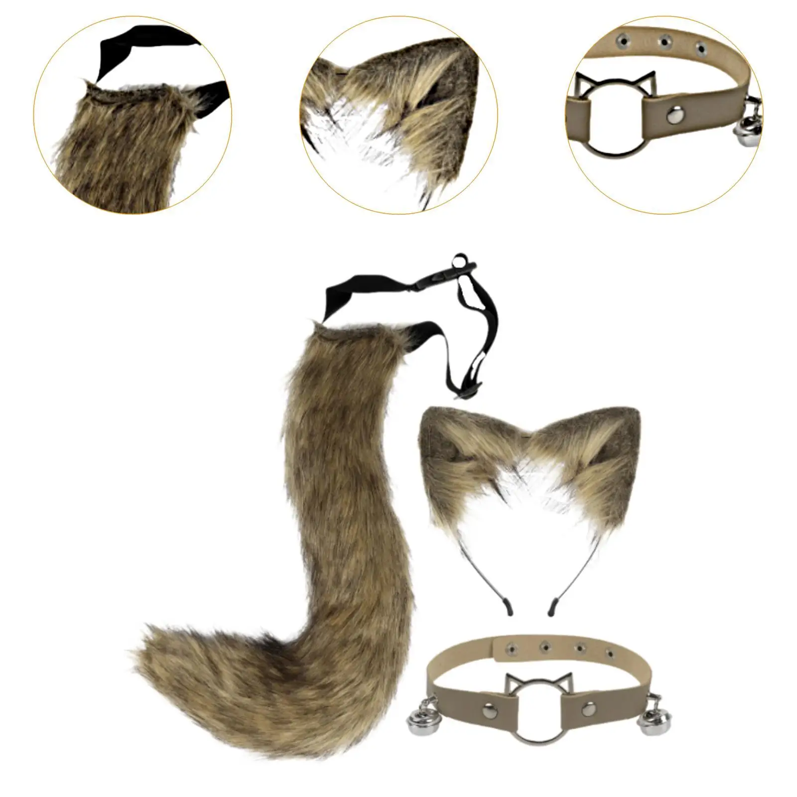 مجموعة أزياء على شكل عصابة رأس وذيل للأذنين لعطلات المهرجانات #5