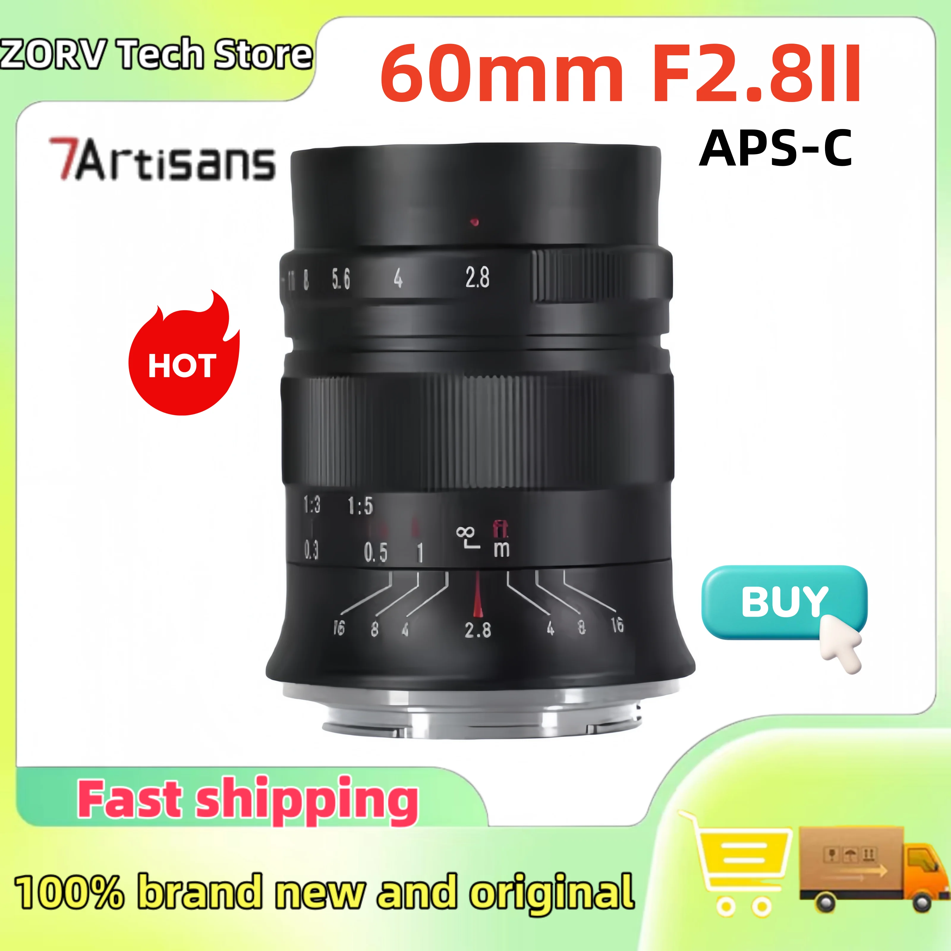 Макрообъектив 7artisans APS-C 60 мм F2.8 Mark II для Sony E ZVE10 Nikon Z Z6II Fuji XF Canon RF R6 Micro 4/3 Leica L