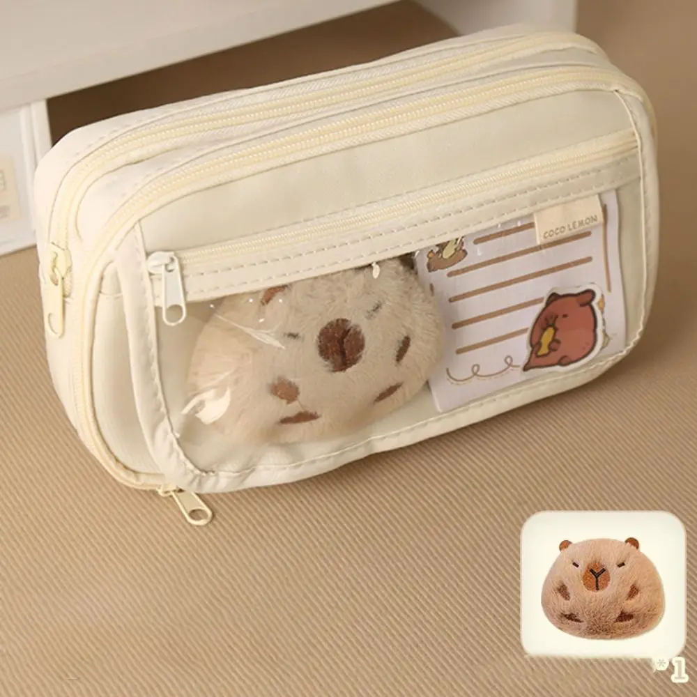 

Portable Oxford fabric Pen Bag Capybara Stationery Pencil Case Zipper Pen Storage Bag Gift