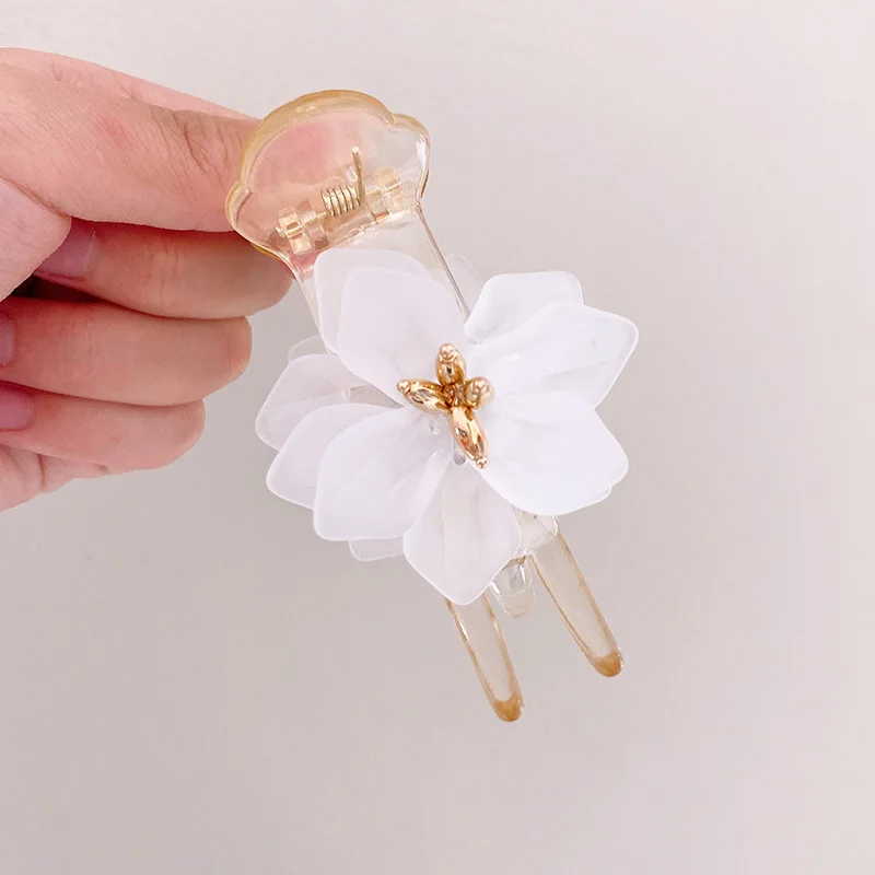 Acrylic Flower Ponytail Clip Women Girls Hairpins Women Headwear Ponytail Acrylic Duckbill Clips Small Size Hair Claws Barrettes