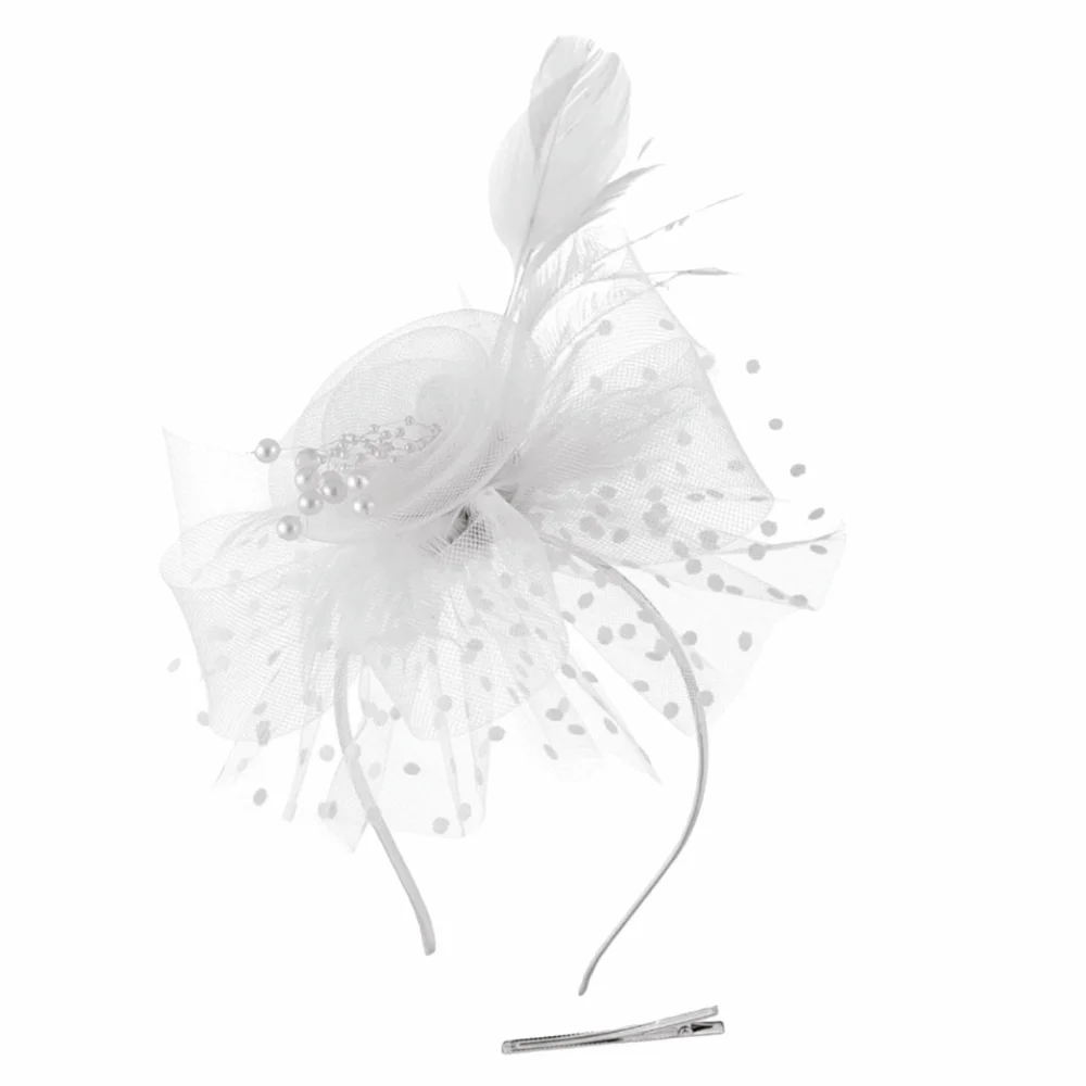 العروس غطاء الرأس الريش الفاسناتور قبعة هوب مشبك شعر رائعة حفلة شبكة رباط شعر زهرة شبكة أنيقة العروس غطاء الرأس #1