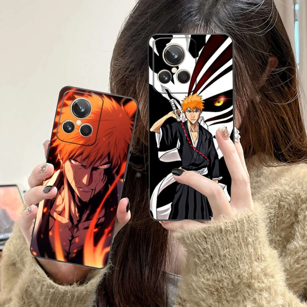 Bleach Ichigo Mobile Cell Phone Case for Realme GT 2 9i 8i 7i Pro X50 X2 C35 C21 C20 C11 C3 Black Soft Phone Cover Shell