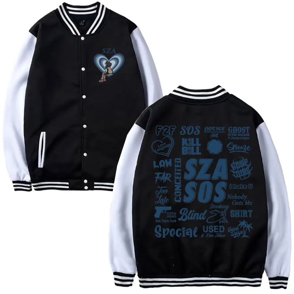 

Rapper SZA SOS Good Days Jacket Coat Concert Tour Baseball Uniform Men Women's Clothing Hip Hop Oversized Sweatshirt Streetwear