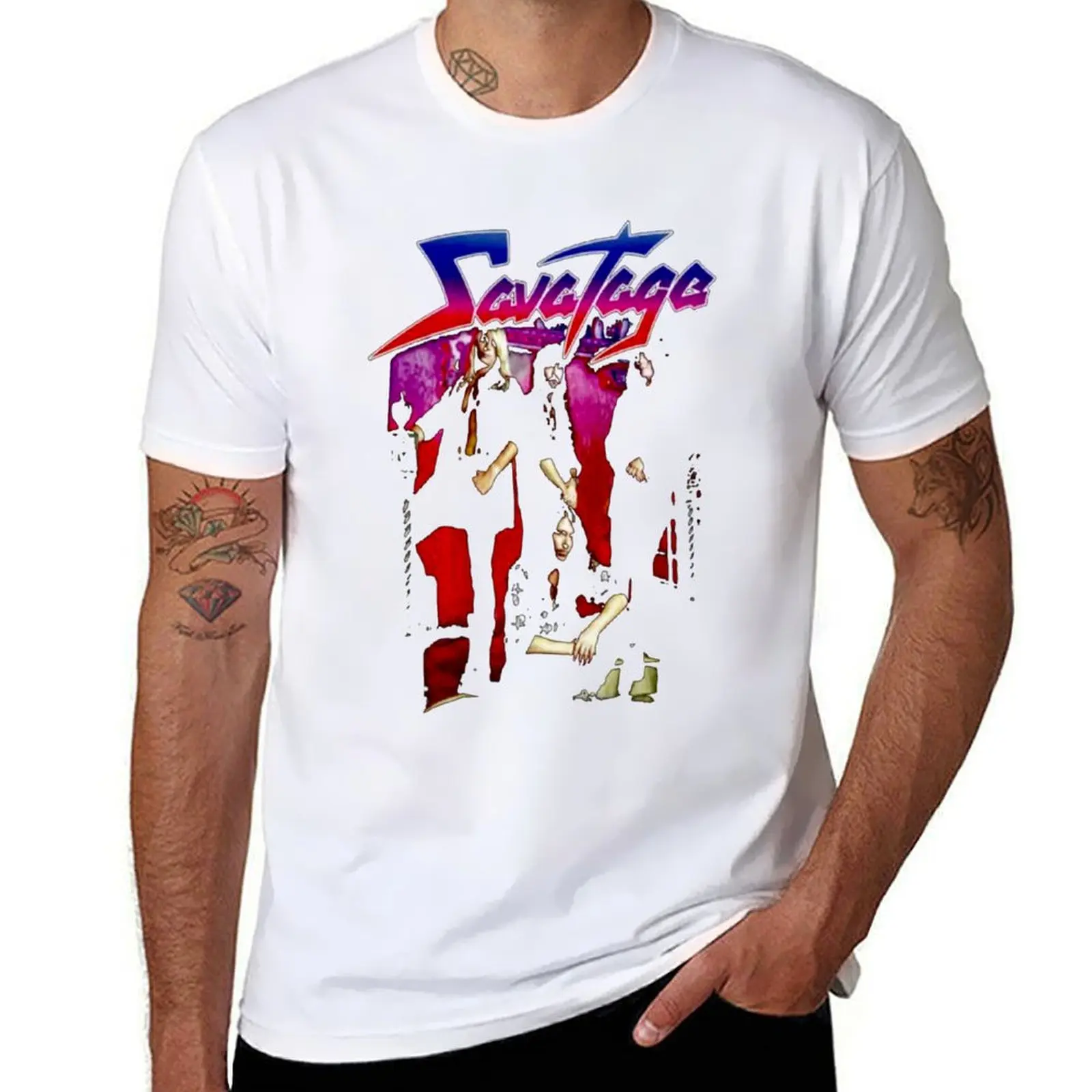 savatage ft35- savatage ' groupe' T-Shirt Casual Street Style Short Sleeve Tee