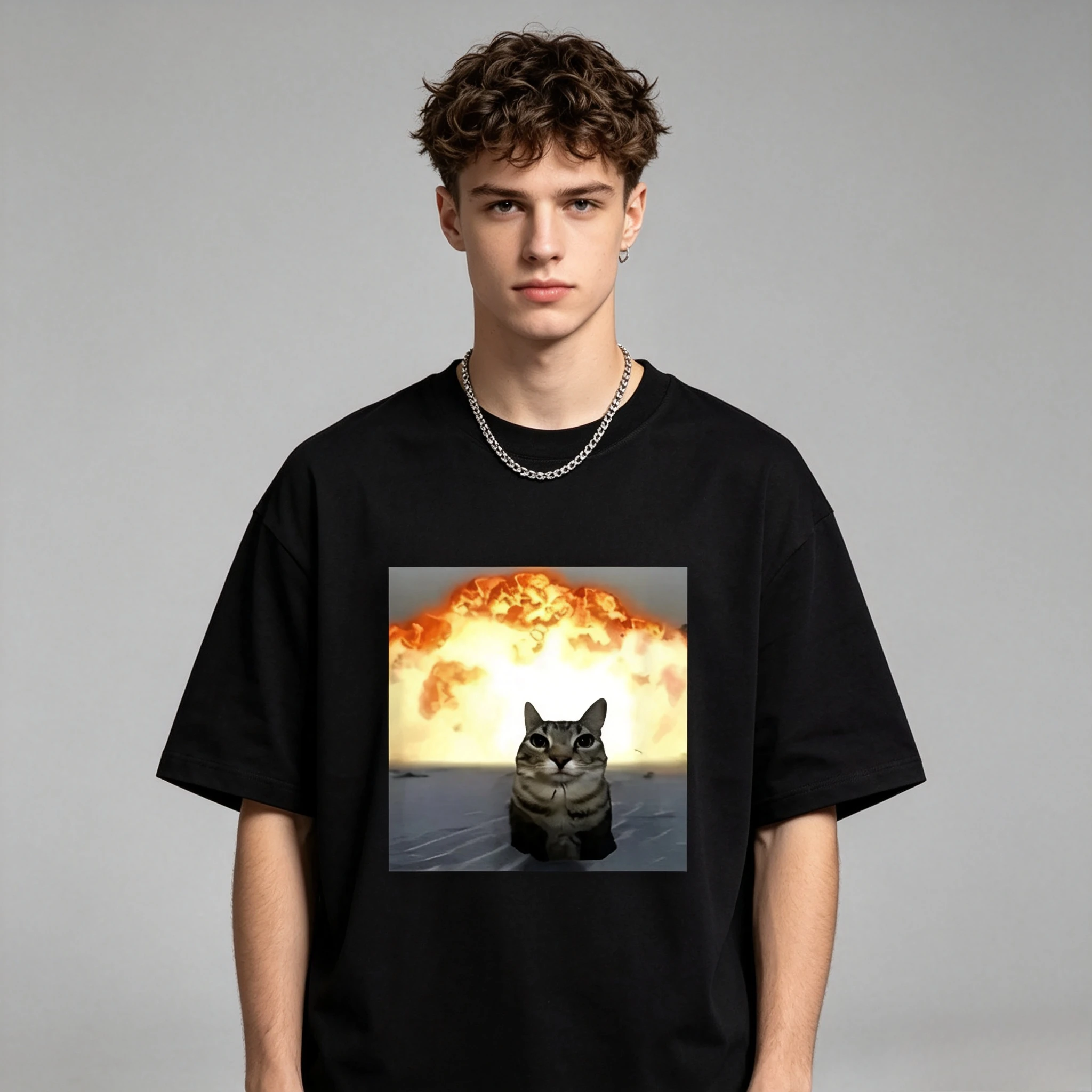 2026 Whimsical Cat Explosion Graphic T Shirt Women Funny Short Sleeve Summer Print Women Tops Funny Cat Meme Women Clothes Y2k