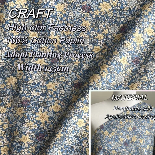 145x50cm amanecer azul 100% algodón 40S como tela de la libertad impresión Digital para coser vestidos de tela falda niños diseñador Tissus 2023