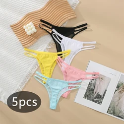 5Pcs Seamless Panties Women Sexy Thong Solid Color Underwear Women's Intimate G-string Breathable Underpants Girls Soft Lingerie