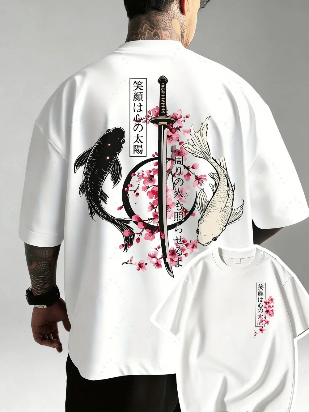 Japanese Yin-Yang Goldfish Samurai Sword 3D Print Sport Quick-dry Breatha Men Tshirt Casual Outdoor Street Parent Child Clothing