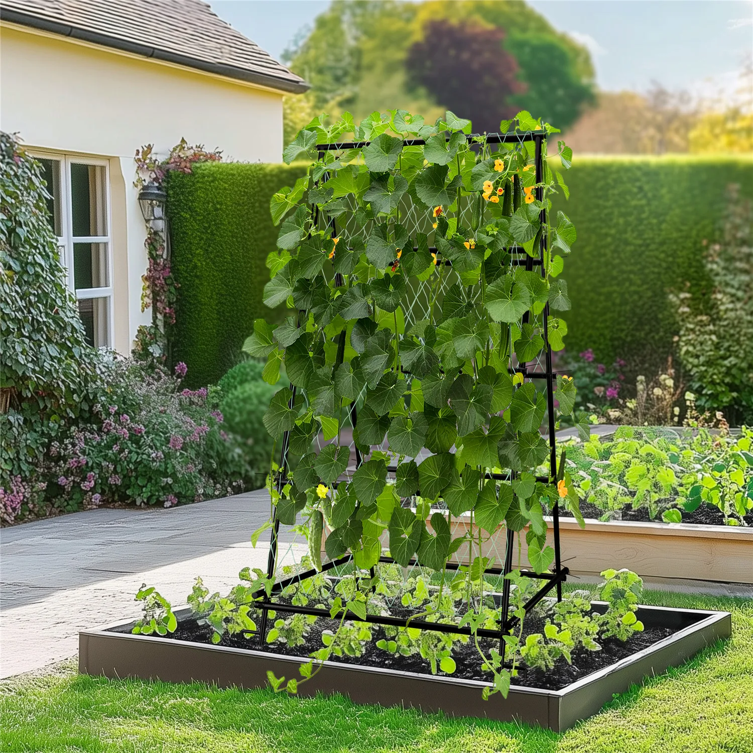 Cucumber Trellis for Garden Vegetable Trellis,U-Shaped Metal Garden Trellis Arch Plant Grow Support Frame for Climbing image 2