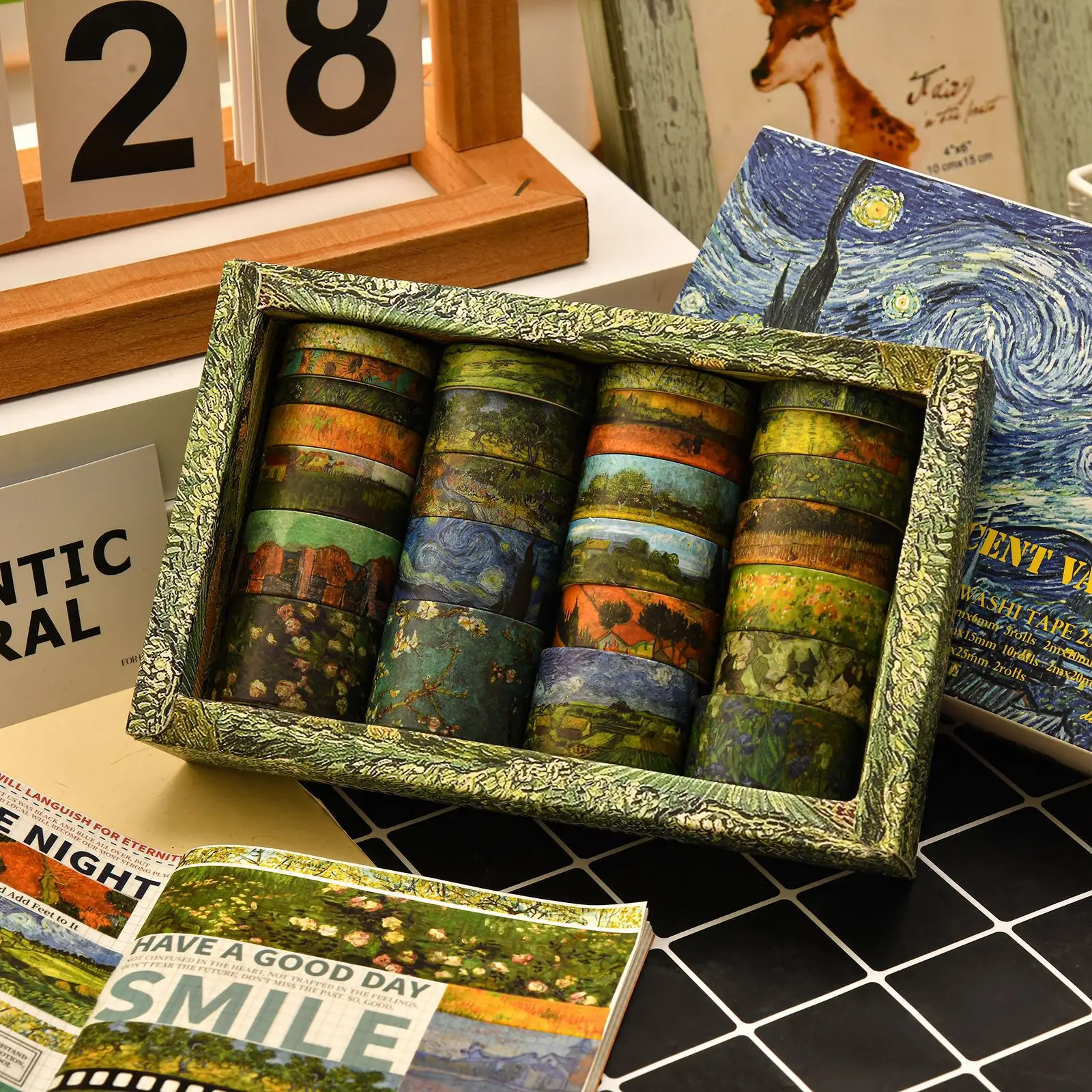 

Набор лент васи в стиле Ван Гога-коллекция креативных наклеек для скрапбукинга, декоративная подарочная коробка для ведения журналов, любителей рукоделия своими руками