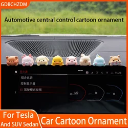 Creative Resin Car Center Console Navigator Screen Lying Kitten Animal Decoration Computer Display Fawn Model Pig Bear Toy Gift