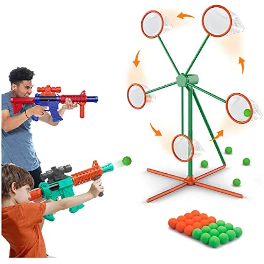 

Shooting Games Toys for 5-10 Year Old Boys Toy Sports and Outdoor Game with Moving Shooting Target and 2 Popper Air Toy Guns an