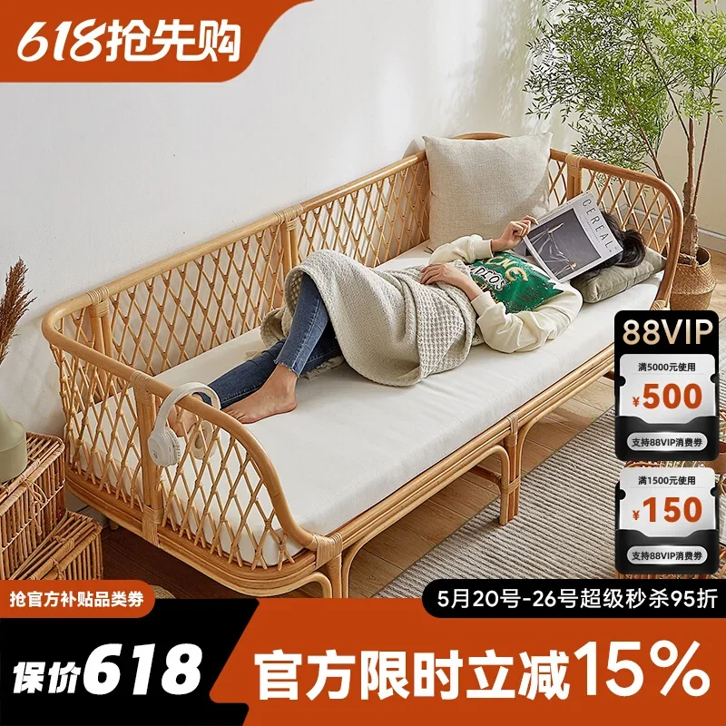 Rattan sofa living room rattan  chair courtyard furniture double Indonesian  art bamboo  balcony homestay