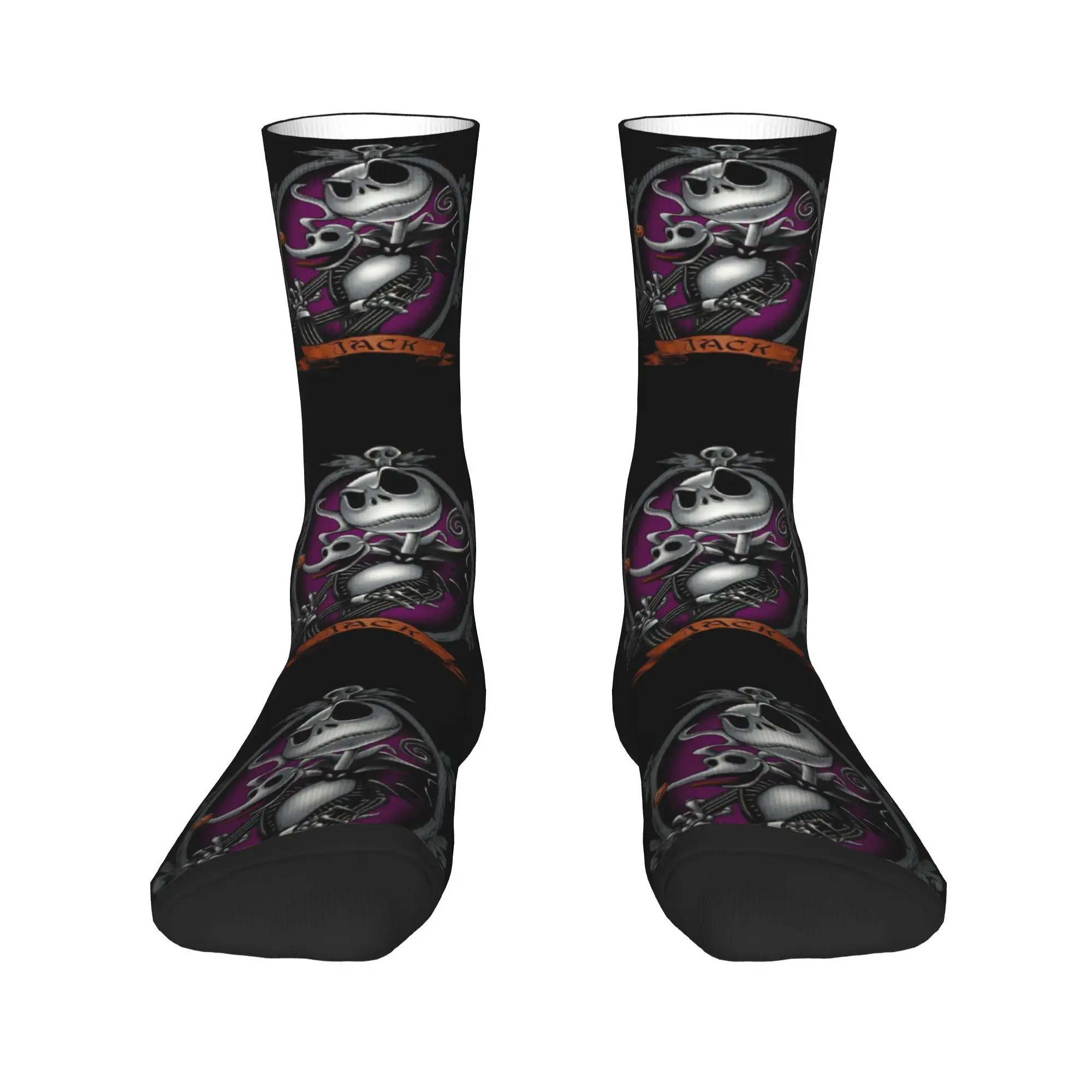 Custom Halloween Jack Skellington Dress Socks for Men Women Warm Funny Novelty The Nightmare Before Christmas Crew Socks