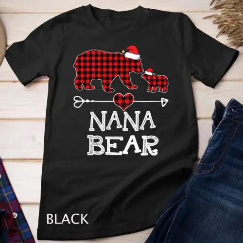 Nana Bear Shirt Red Buffalo Plaid Nana Bear Pajama Unisex T-shirt