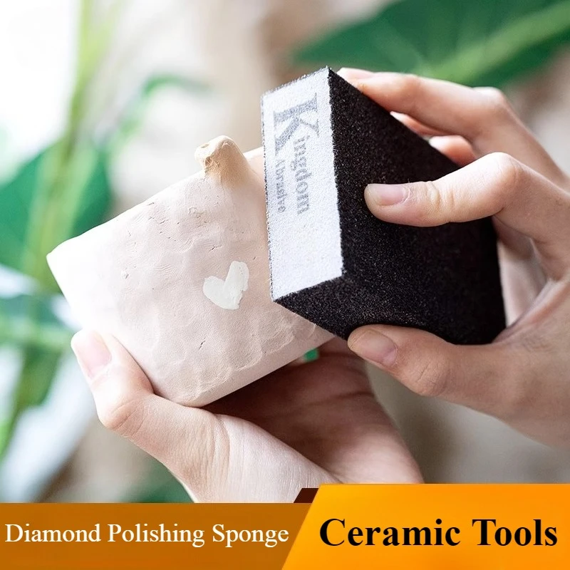 Pottery Sanding Block Wear-resistant Frosted Polishing Sponge for Ceramic Craft Polymer Clay DIY Repair & Plaster Smoothing Tool