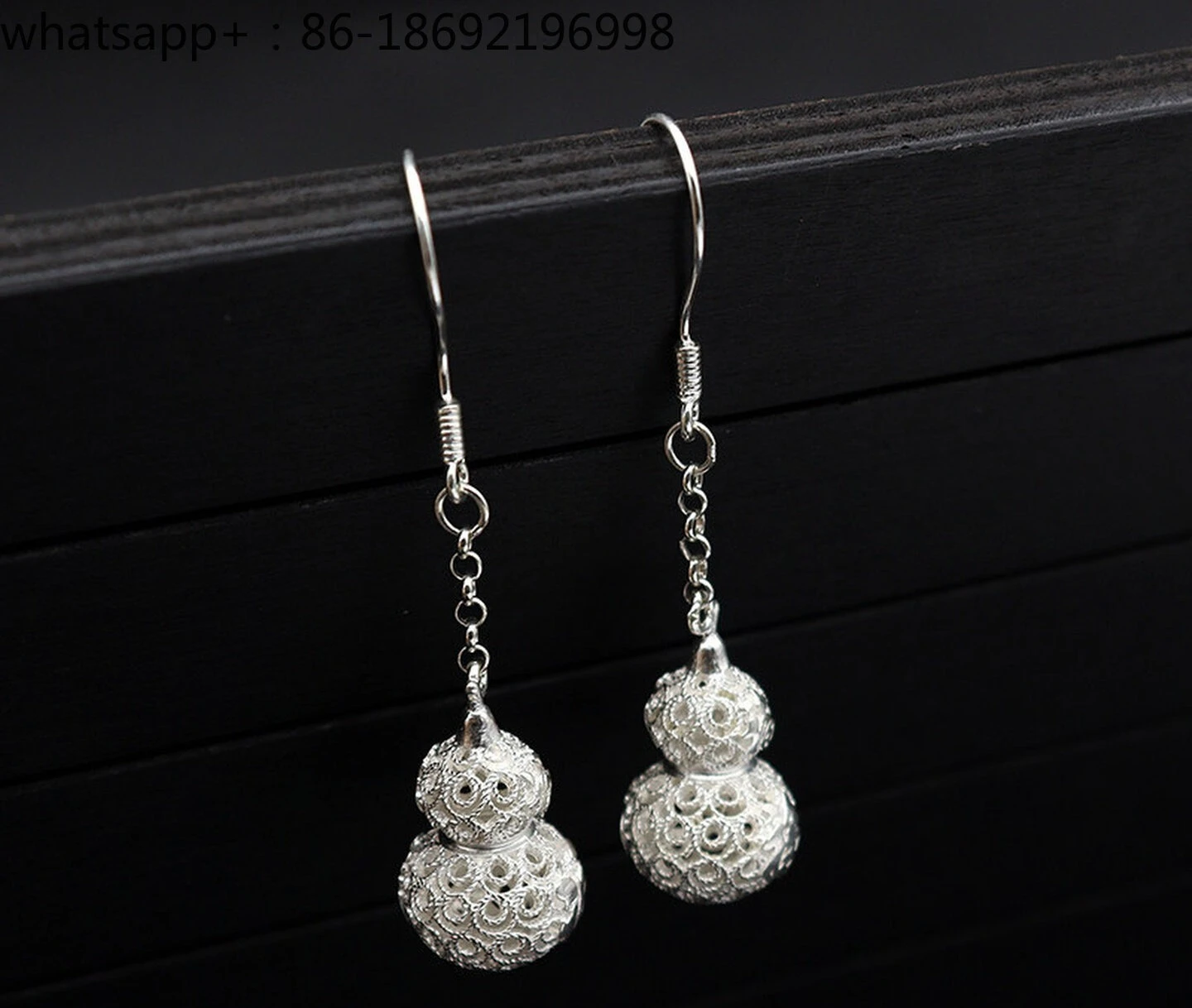 

999 Sterling Silver Fulu Earrings, Gourd Earrings, Antique Earrings, Intangible Cultural Heritage Filigree Silver Jewelry.
