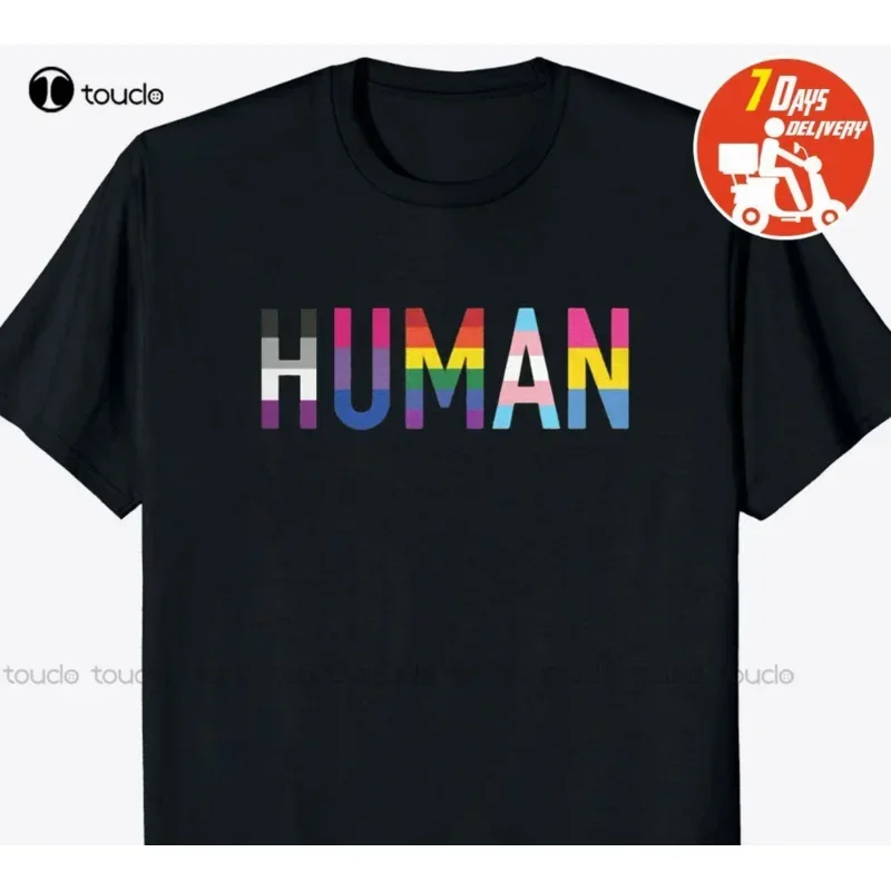 Human Flag Lgbt Gay Pride Month Transgender T Shirt Black New 100% Cotton Top Quality Funny O Neck Cartoon T Shirts