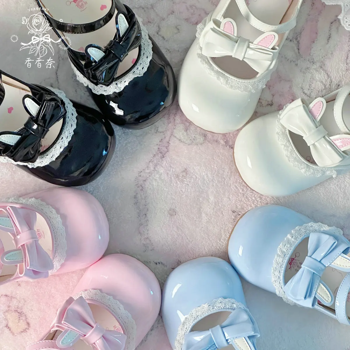 Milk Candy Rabbit Cute Shoes Lolita Round Head Leather Shoes Japanese Female Student Low Heel Sweet Loli Tea Party Single Shoes