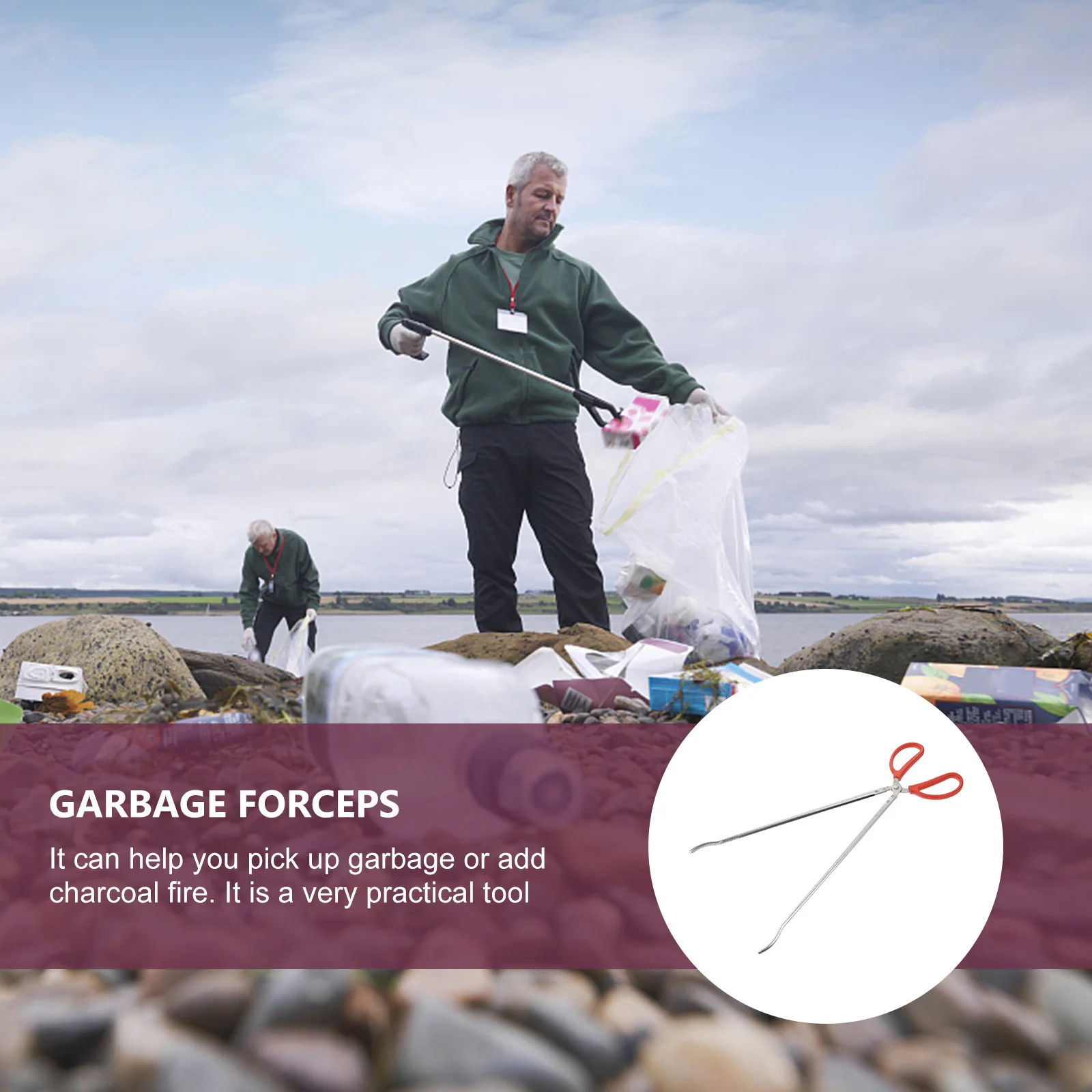 

1Pcs Stainless Steel Trash Clamp Long Distance Fireproof Household Waste Picker Bbq Briquette Clamps Outdoor Grilling Supplies