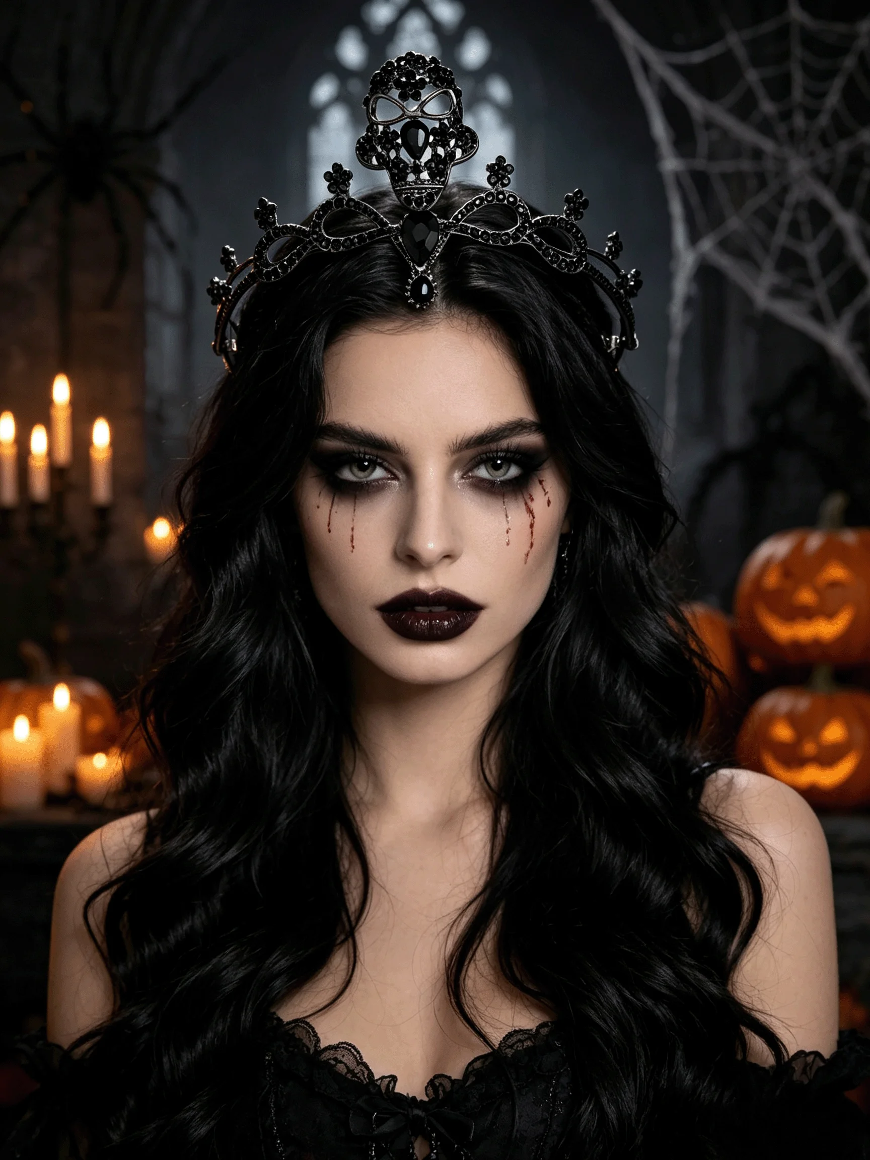 1Pocs Halloween Skull Dark Witch Undead Graveyard Party Photo Masquerade Party Gothic Retro Skull Gemstone Crown